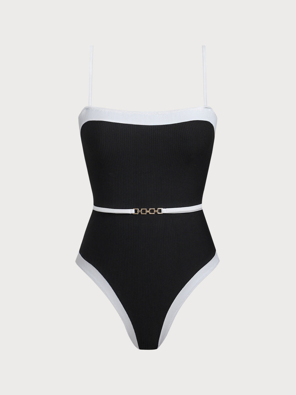 Black Contrast Gleam One-Piece Swimsuit
