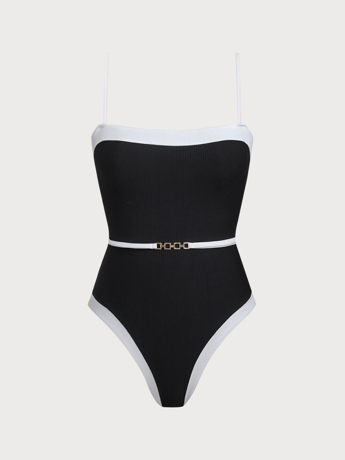 Black Contrast Gleam One-Piece Swimsuit