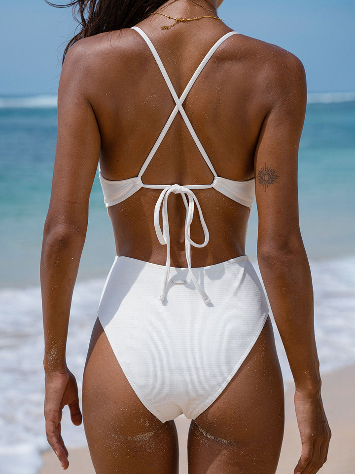 Textured Cutout One Piece Swimwear
