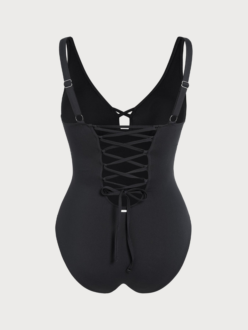 Black Ruched Cutout Tummy Control Plus Size One Piece Swimsuit