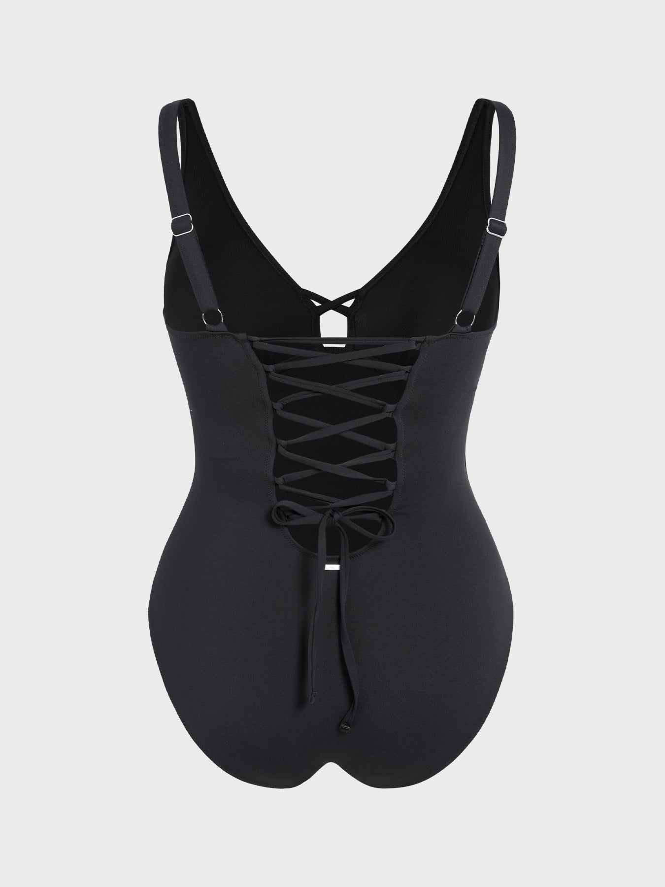 Black Ruched Cutout Tummy Control Plus Size One Piece Swimsuit