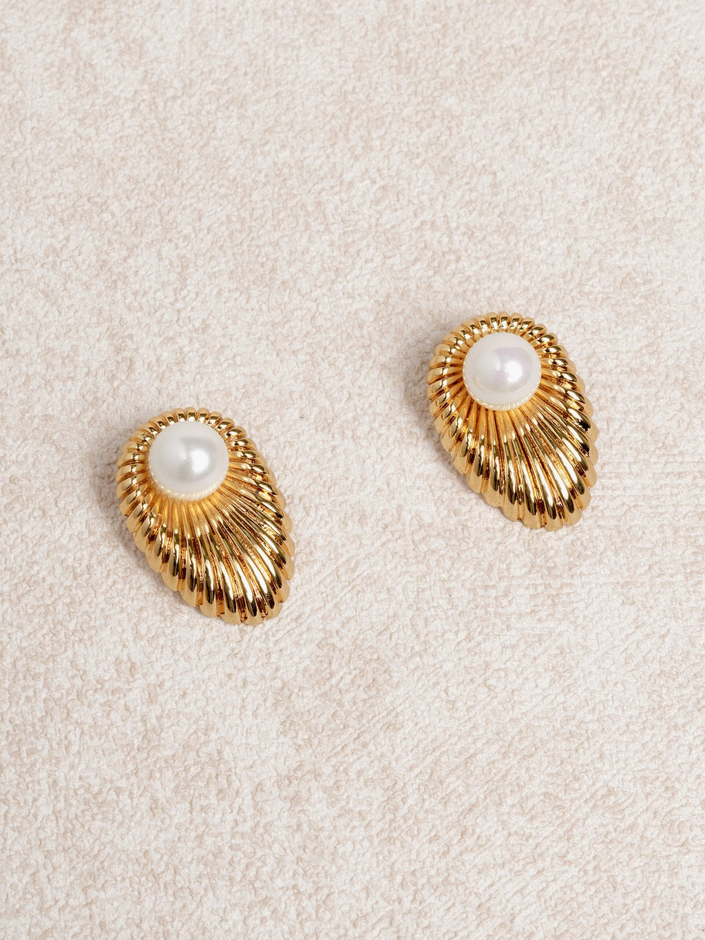 Gold Pearl Stud Earrings