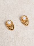 Gold Pearl Stud Earrings