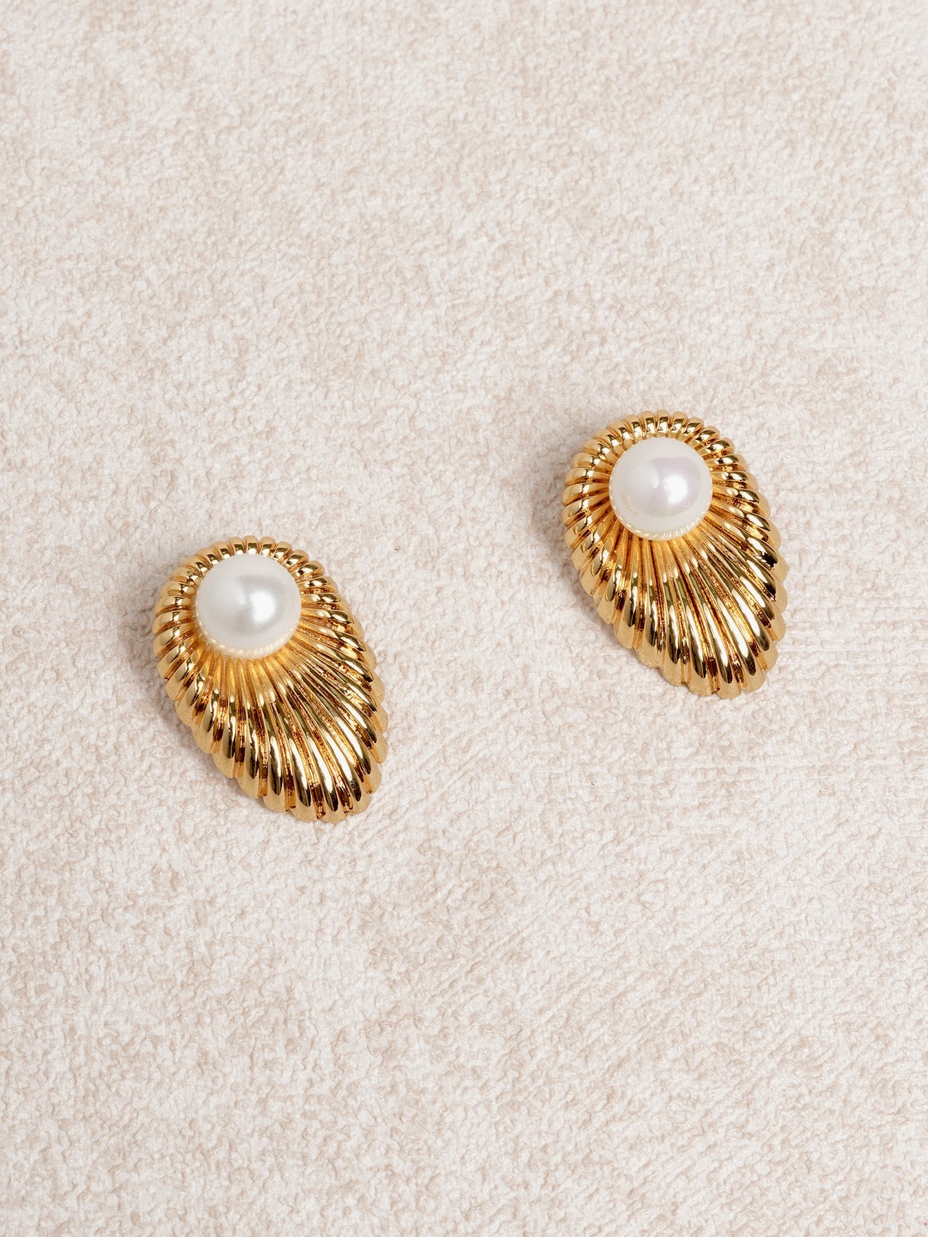 Gold Pearl Stud Earrings