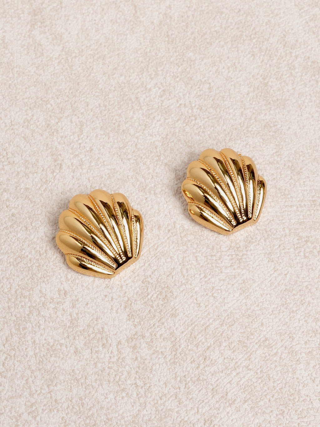 Gold Seashell Stud Earrings
