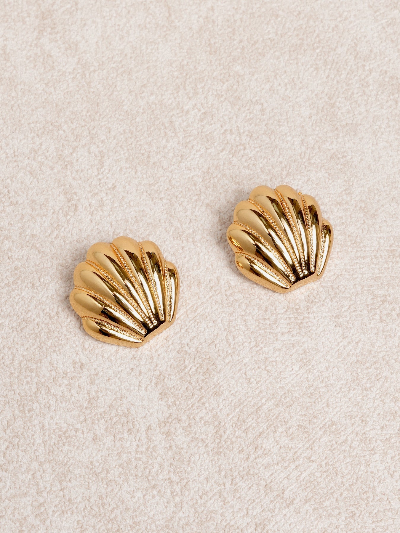 Gold Seashell Stud Earrings