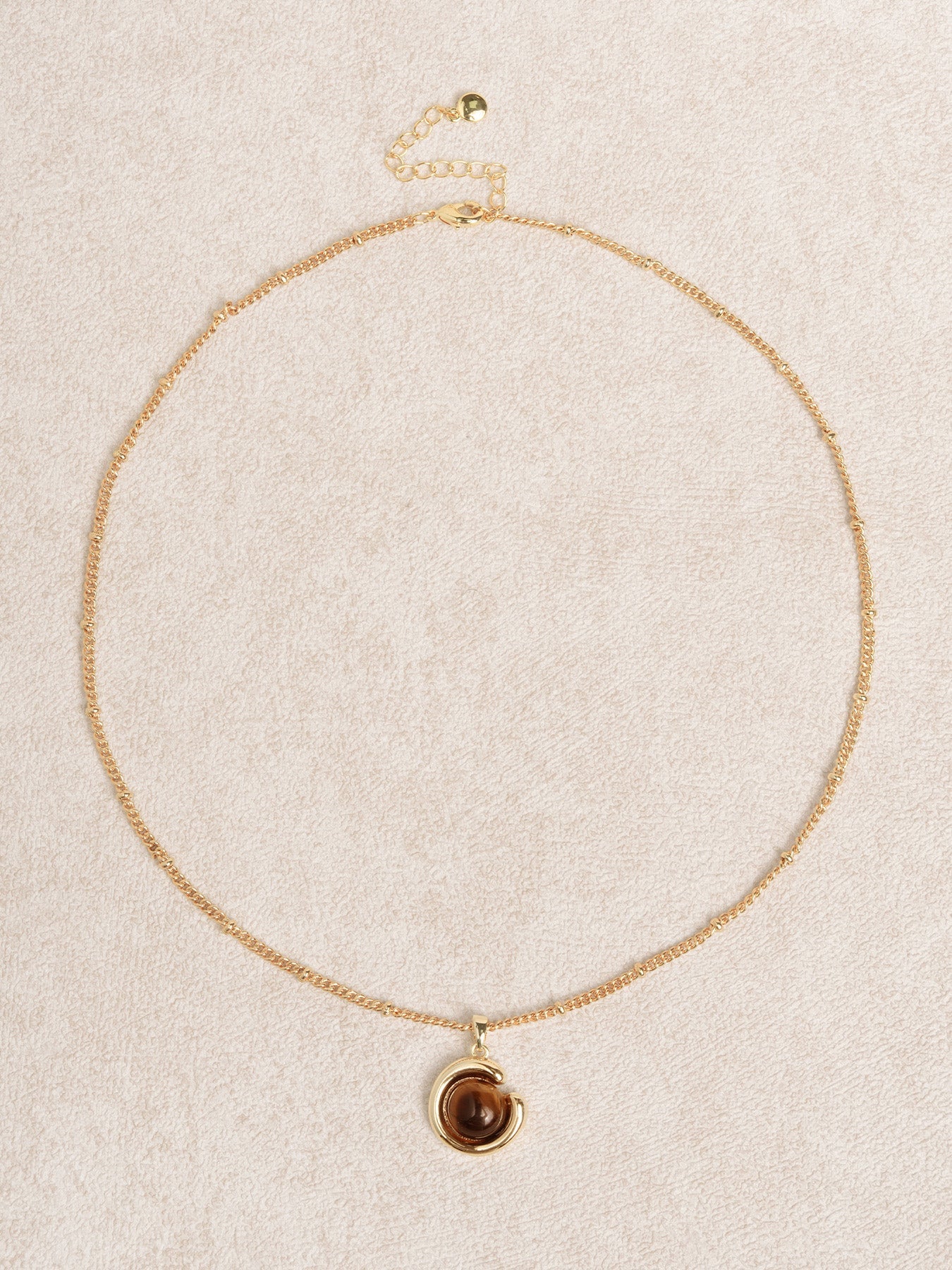 Tiger's Eye Moon Pendant Necklace