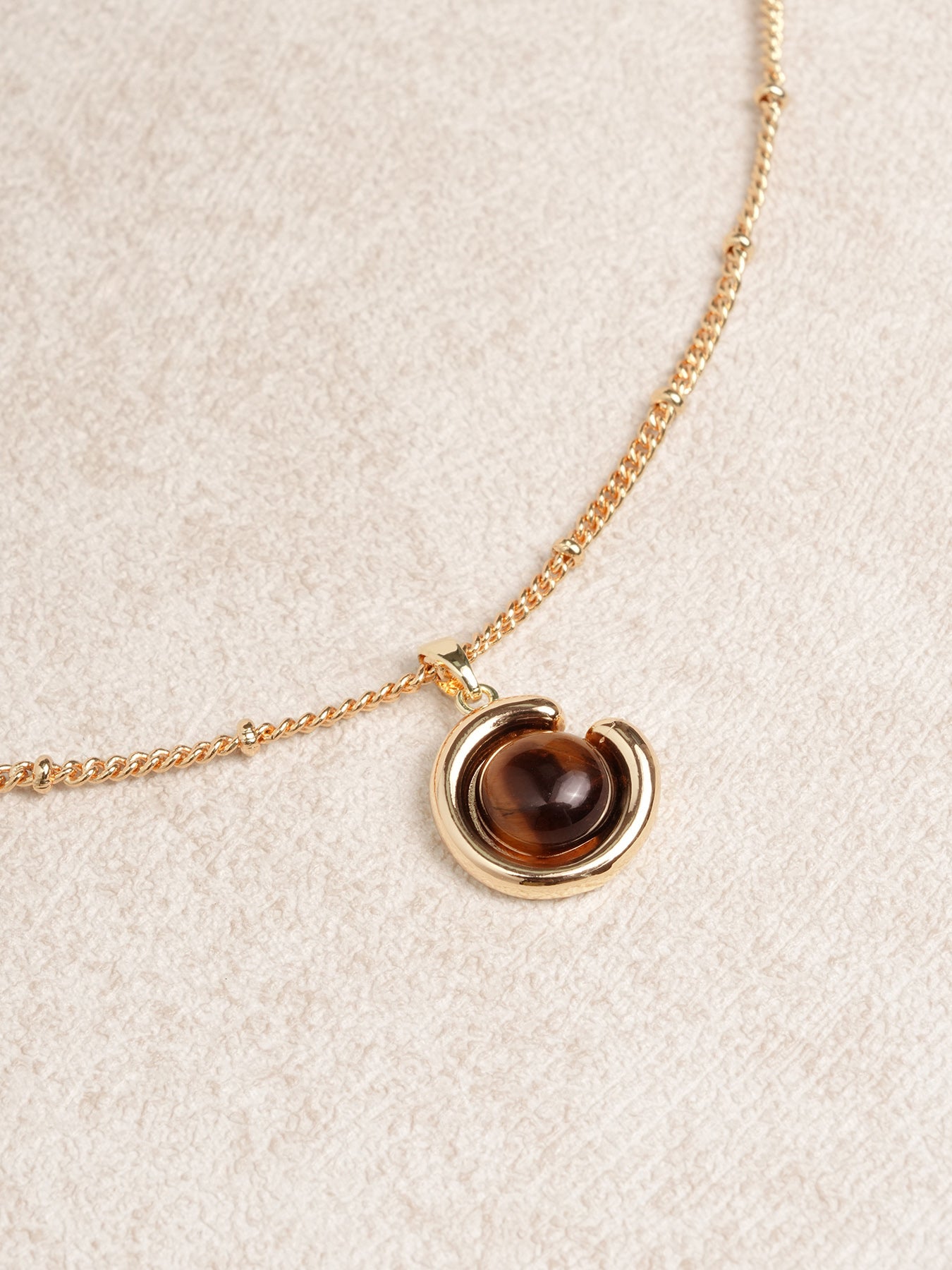 Tiger's Eye Moon Pendant Necklace