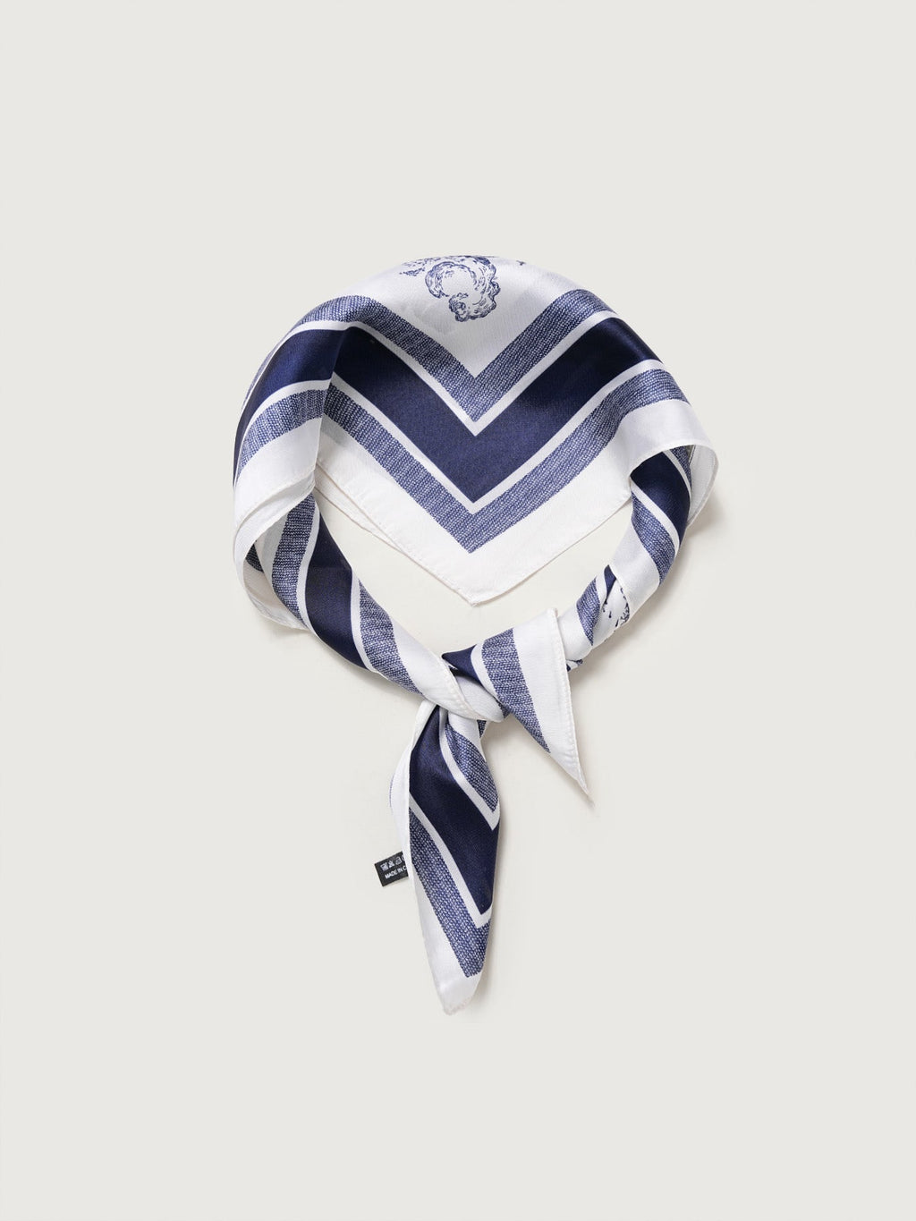 Blue Print Imitation Silk Scarf