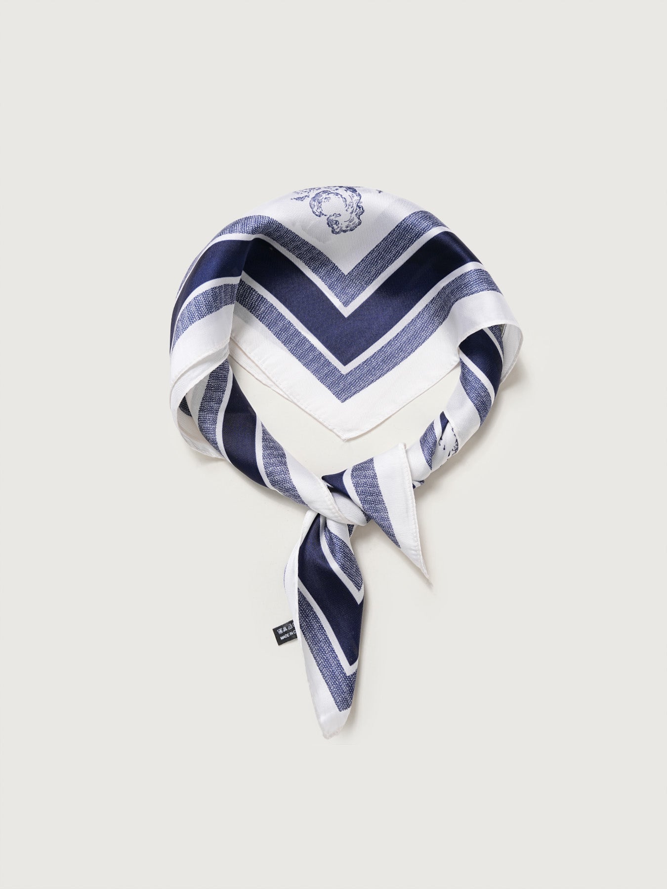 Blue Print Imitation Silk Scarf