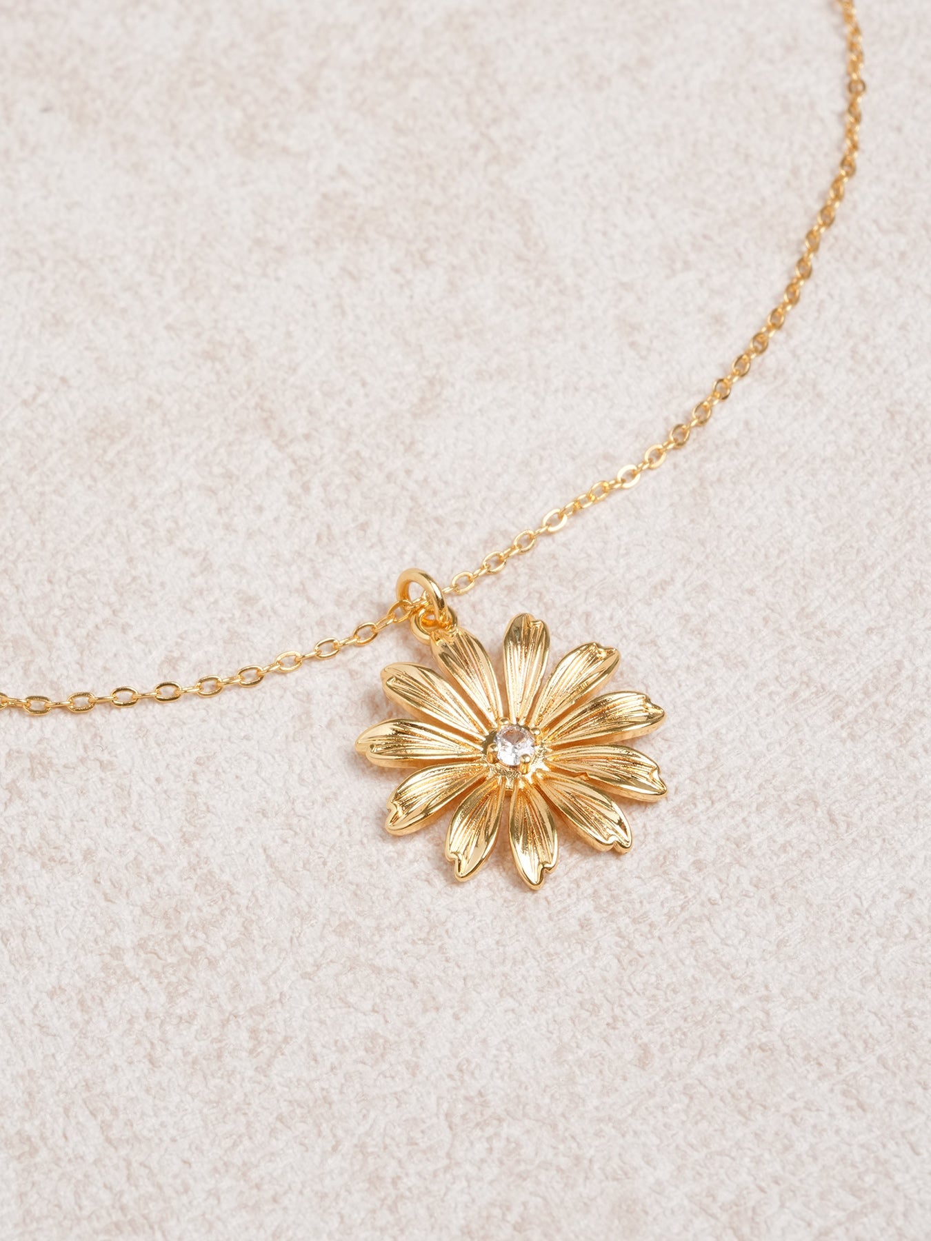 Gold Copper Sunflower Necklace