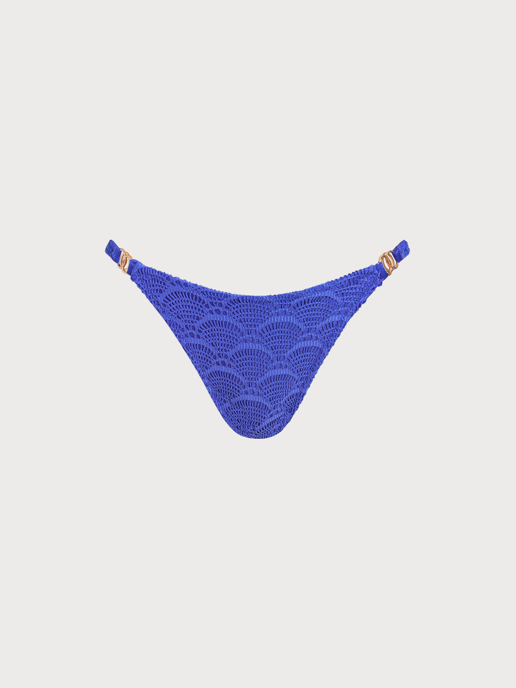 Royal Blue Textured Gold-Accented Bikini Bottom