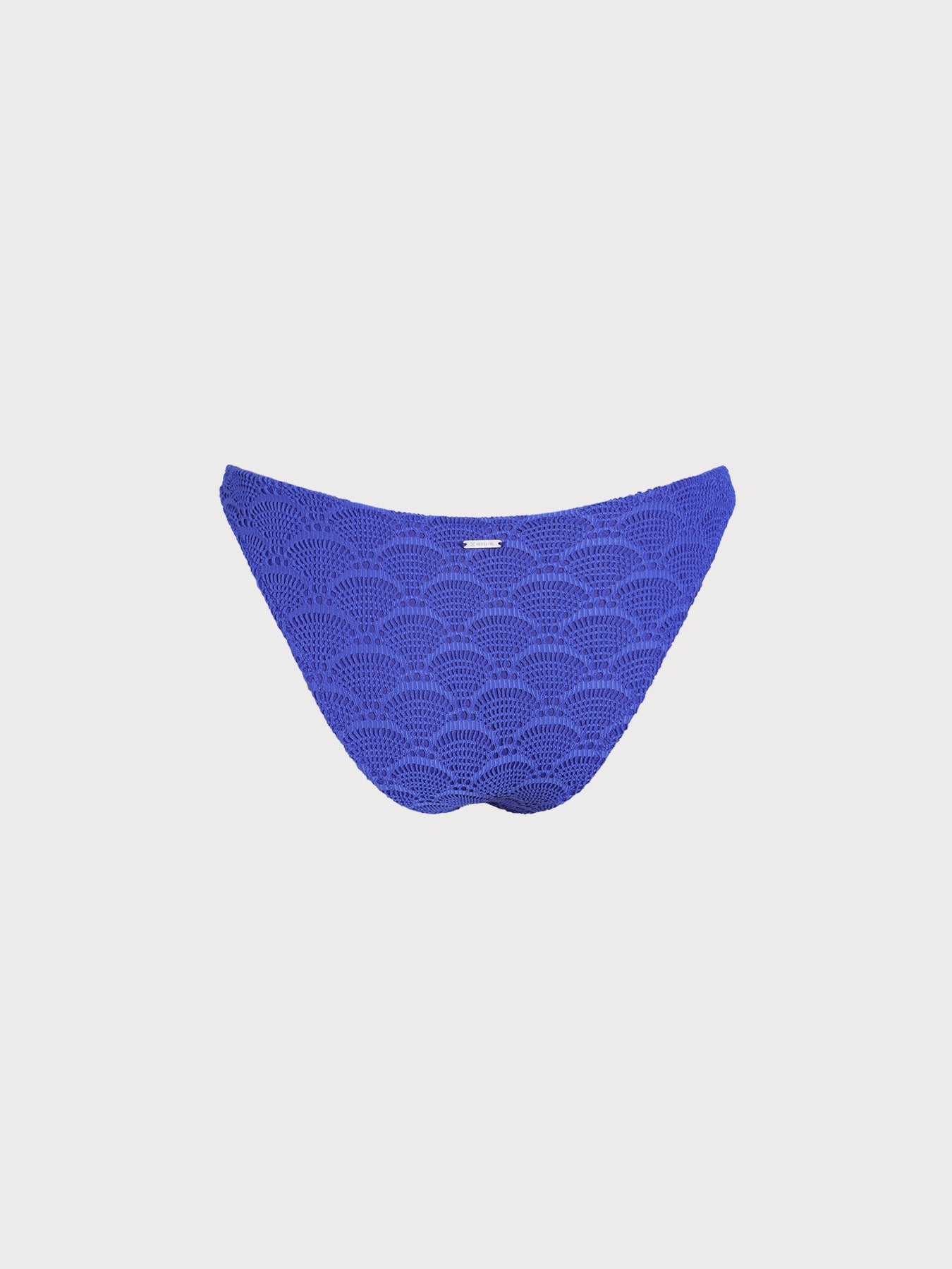 Royal Blue Textured Gold-Accented Bikini Bottom