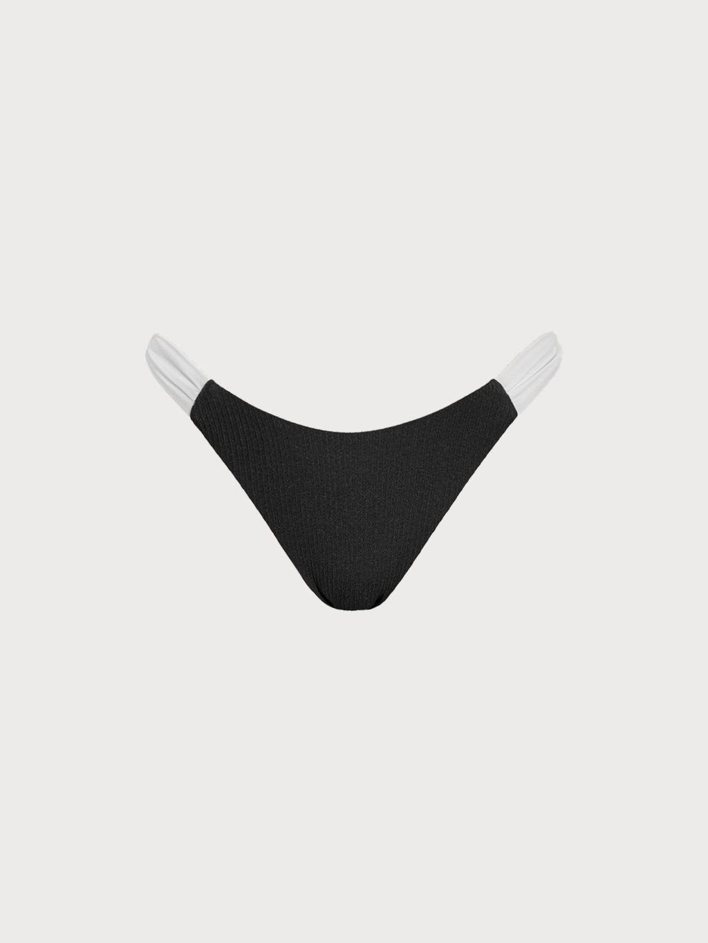 Black & White Color Block High-Cut Bikini Bottom
