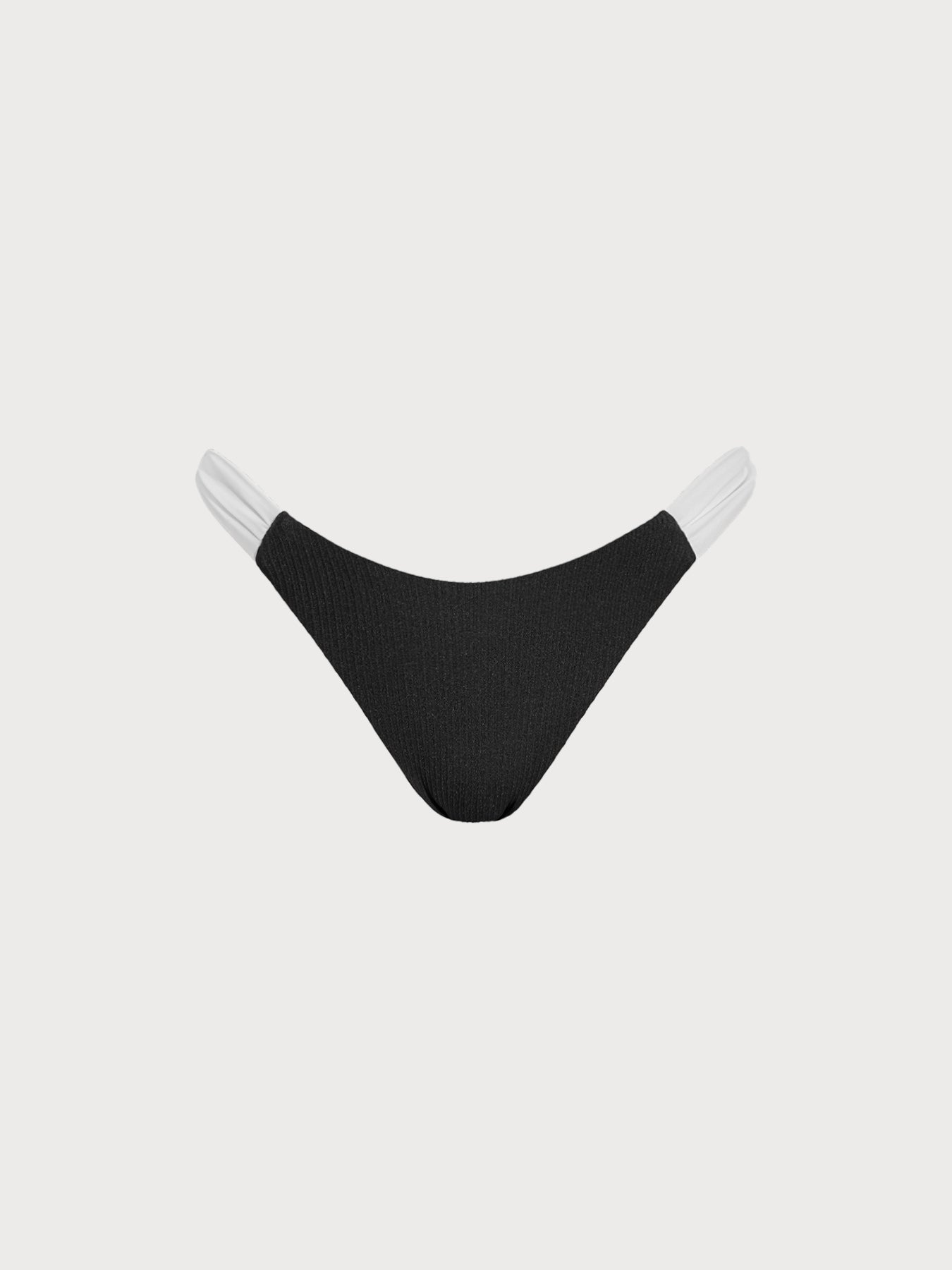 Black & White Color Block High-Cut Bikini Bottom