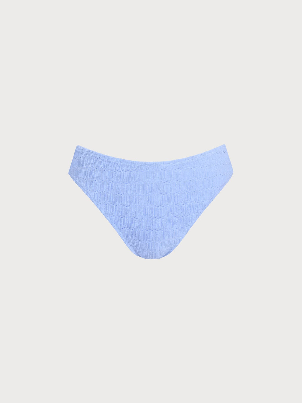 Light Blue Textured Natural Waisted Bikini Bottom