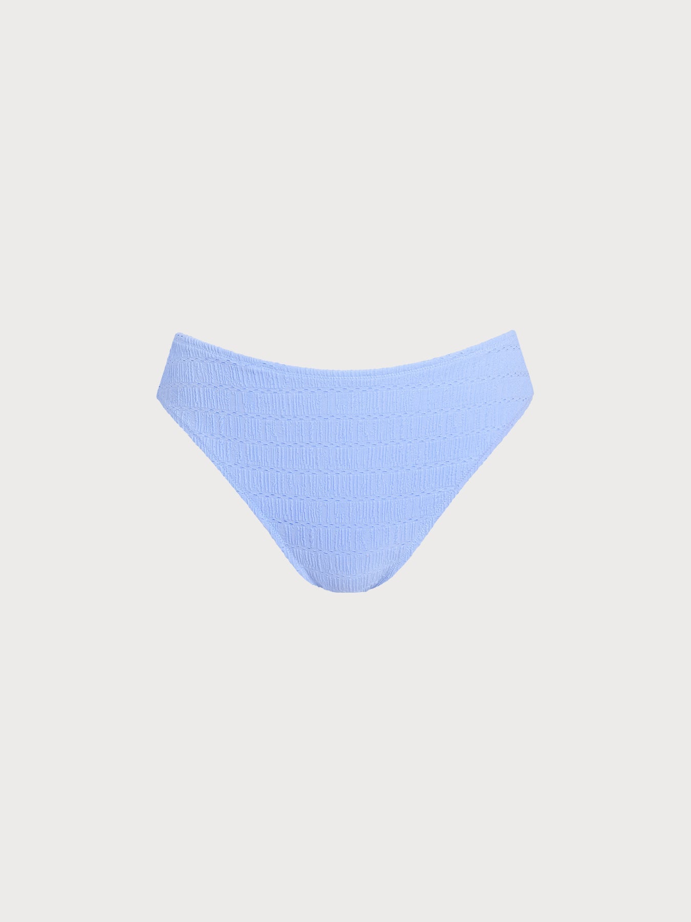 Light Blue Textured Natural Waisted Bikini Bottom