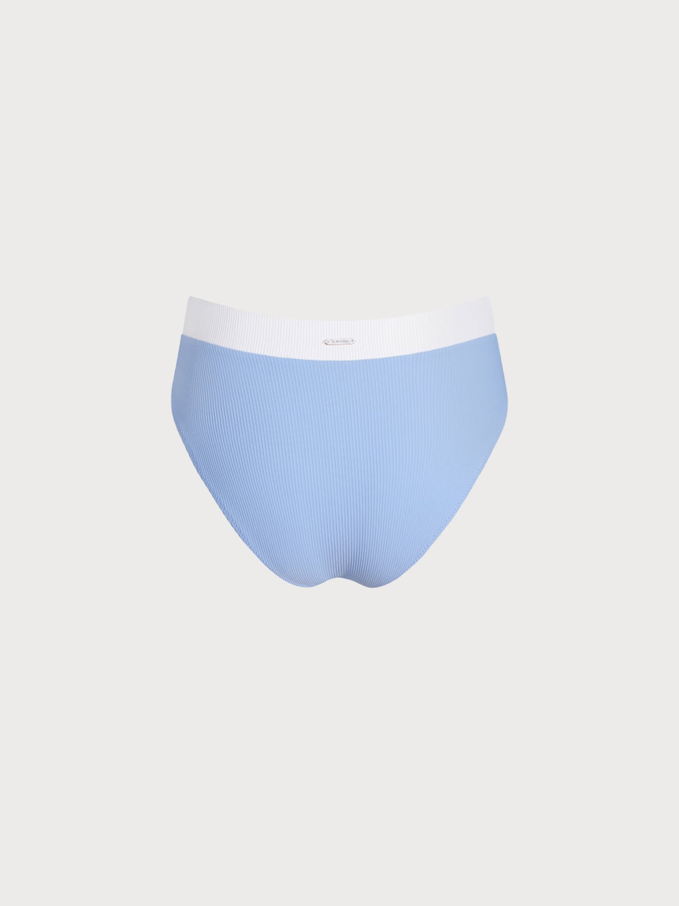Blue Contrast High Waisted Bikini Bottom