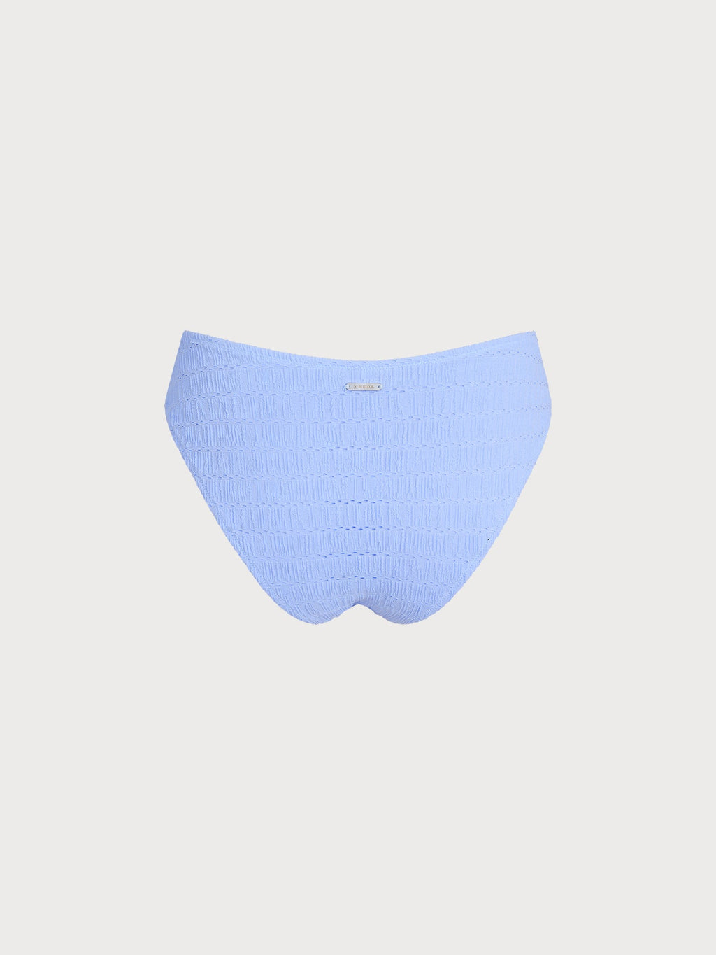 Light Blue Textured Natural Waisted Bikini Bottom