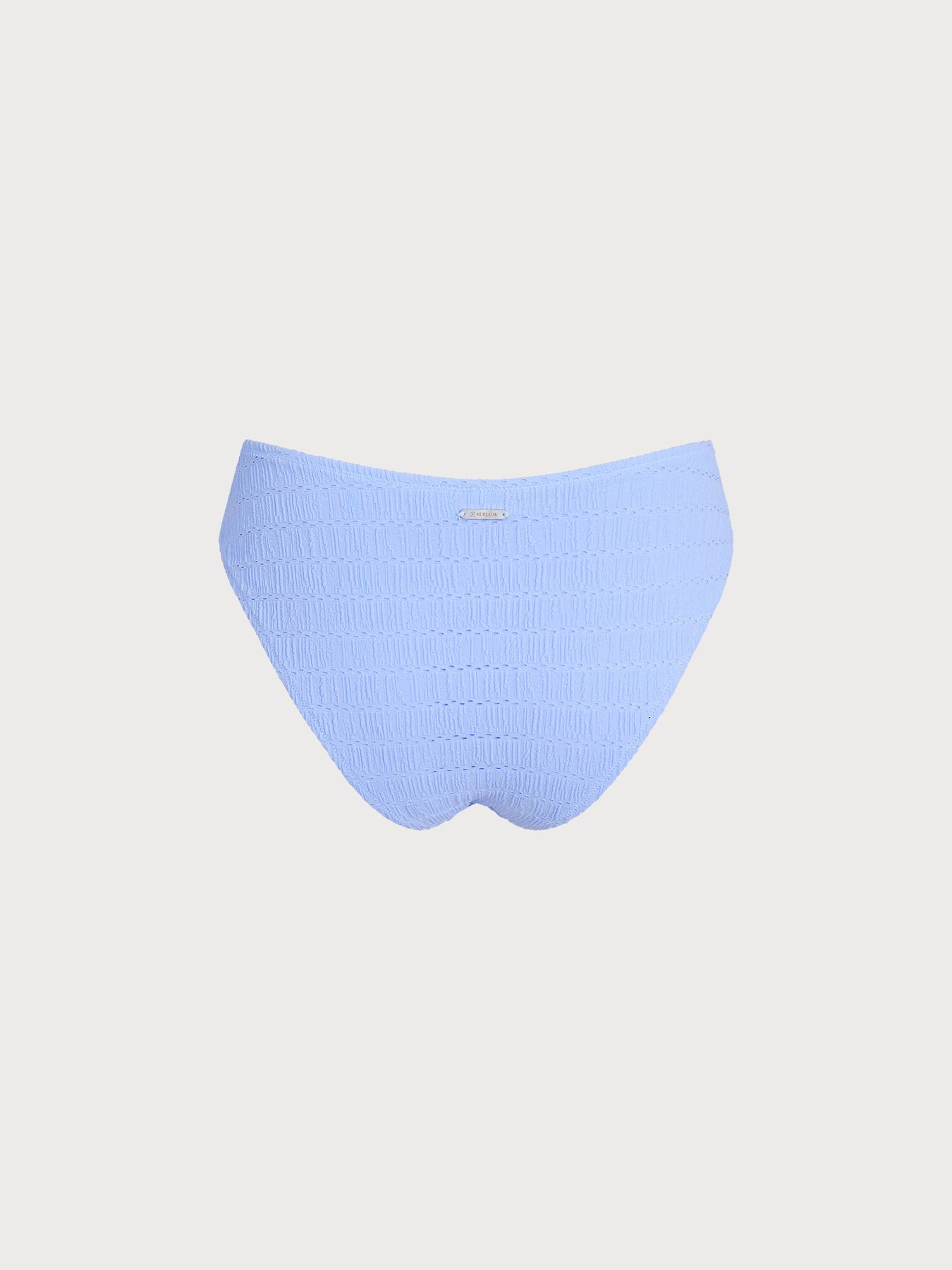 Light Blue Textured Natural Waisted Bikini Bottom
