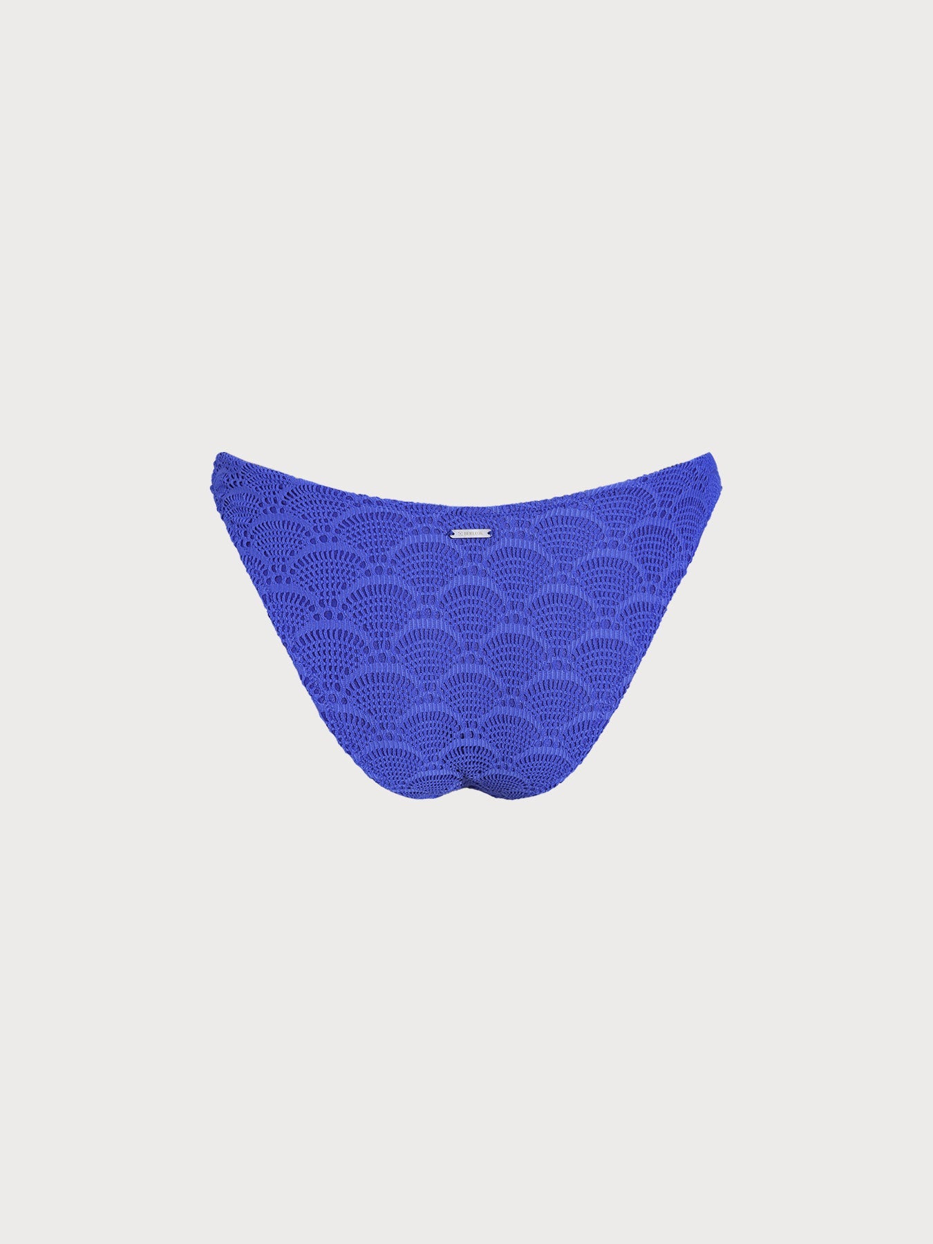 Royal Blue Textured Full Coverage Bikini Bottom