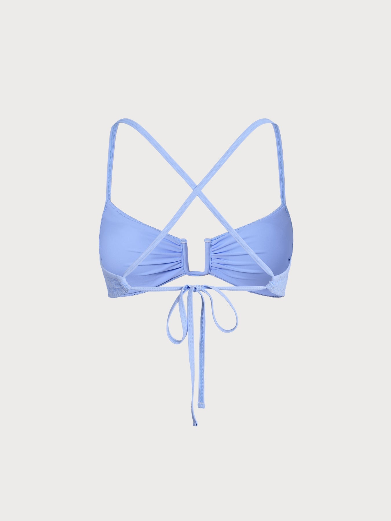 Light Blue Textured U-Bar Bikini Top