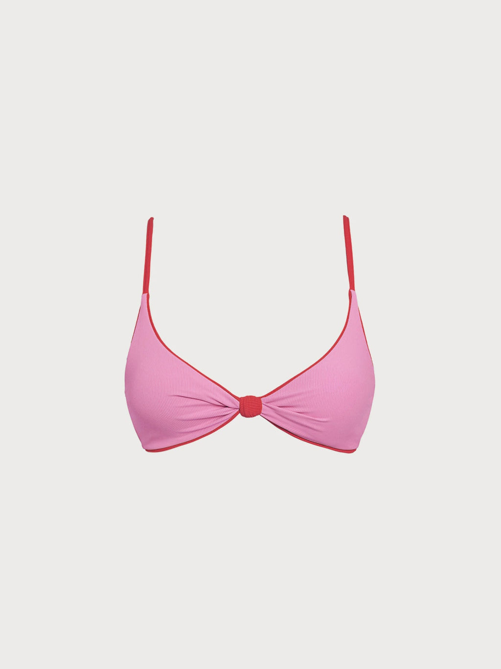 Red-Pink Reversible Knot X Cross Bikini Top