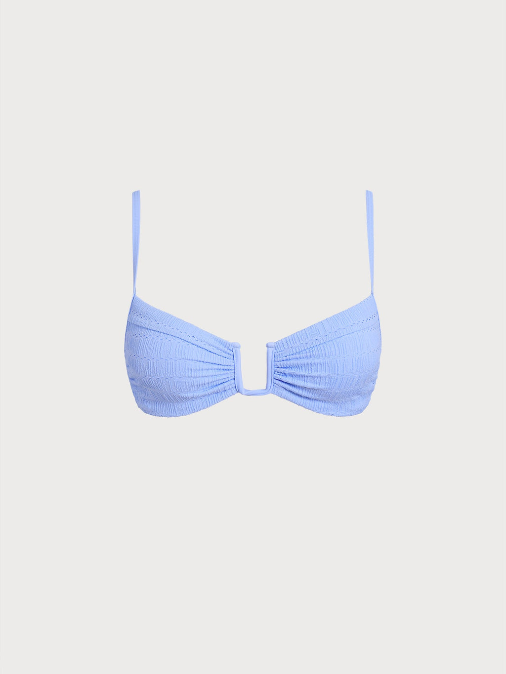 Light Blue Textured U-Bar Bikini Top