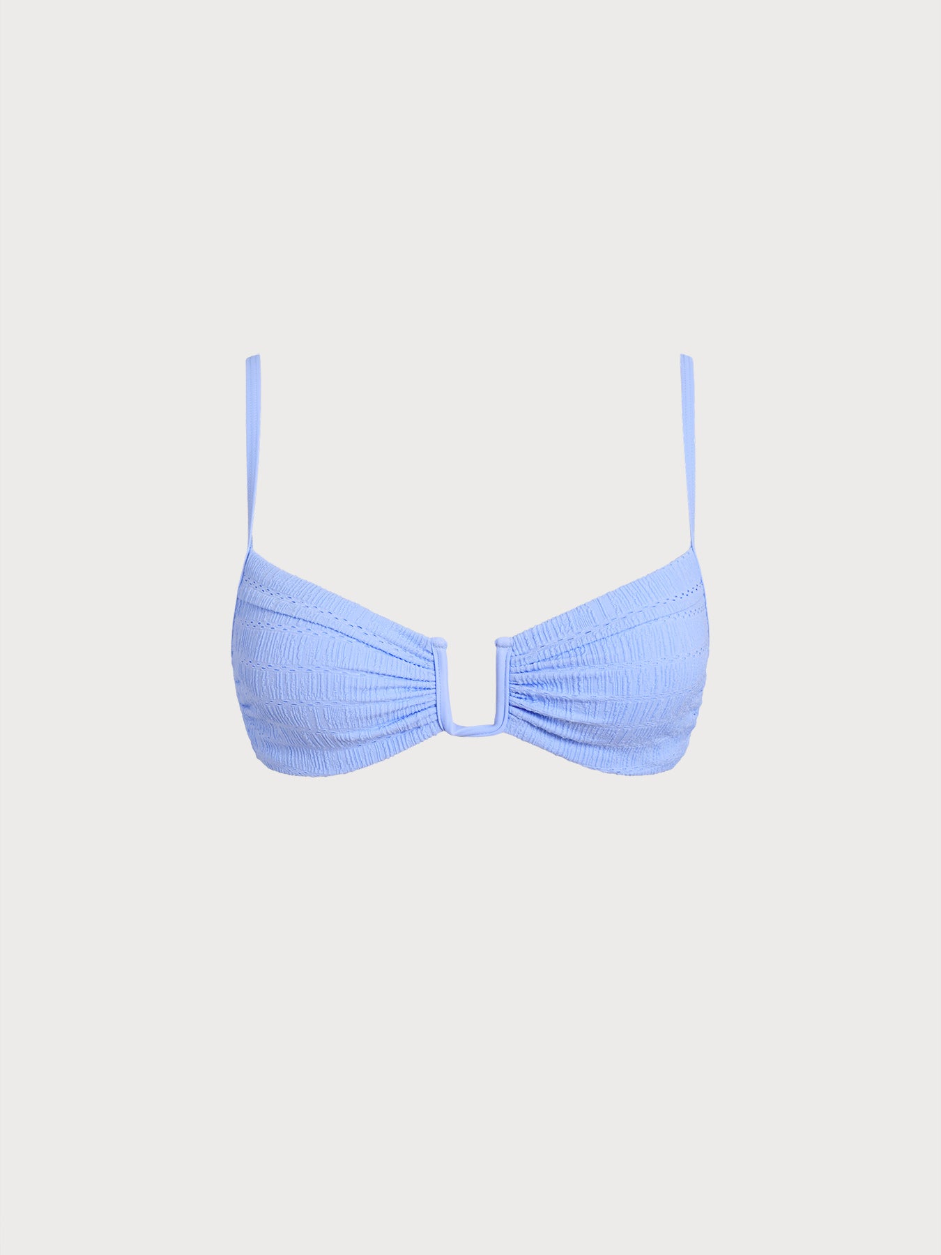 Light Blue Textured U-Bar Bikini Top