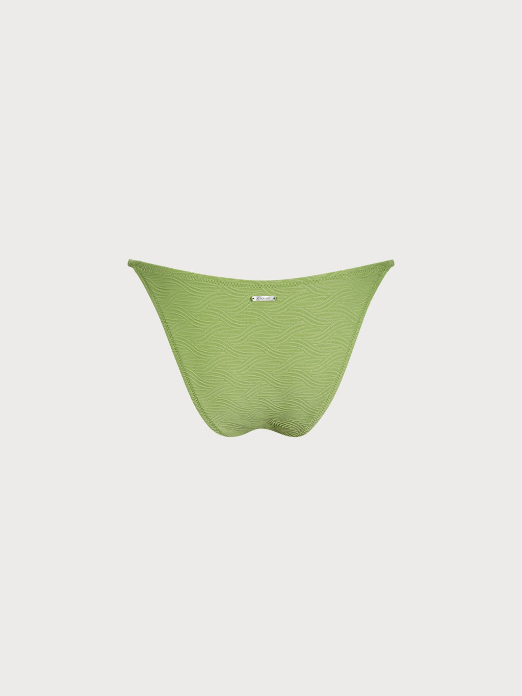 Light Green Textured Gold-Accented Bikini Bottom