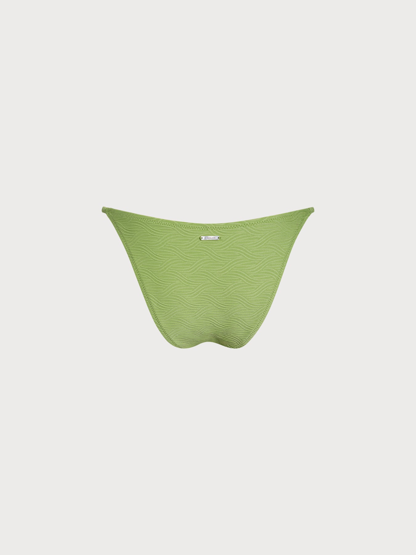 Light Green Textured Gold-Accented Bikini Bottom