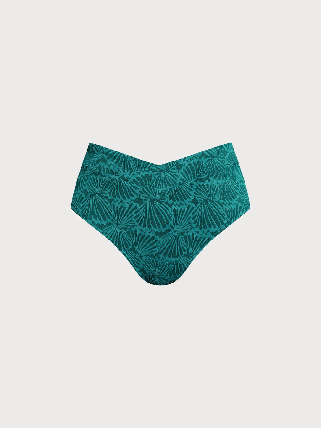 Dark Green Jacquard V Cut Plus Size Bikini Bottom