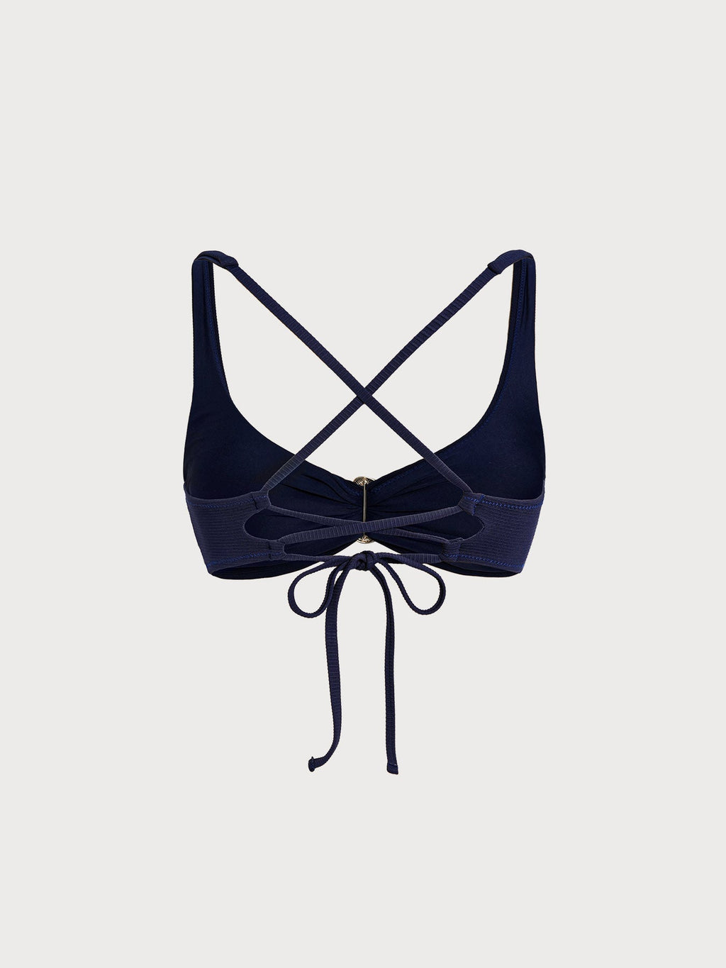 Navy Ribbed O-Ring Bikini Top