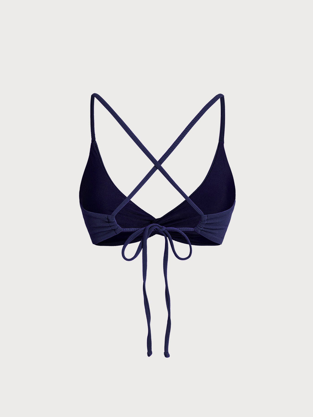 Navy Twist Backless Bikini Top