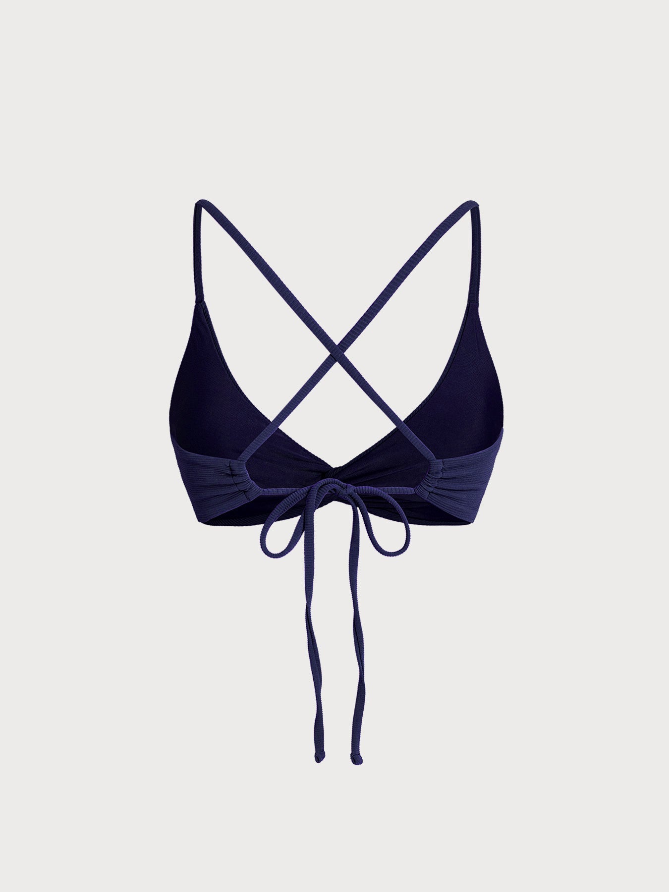 Navy Twist Backless Bikini Top
