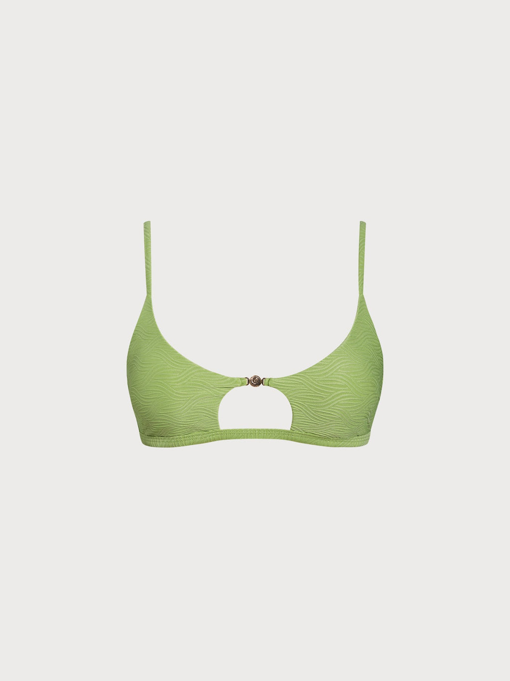Light Green Textured Cut Out Bikini Top
