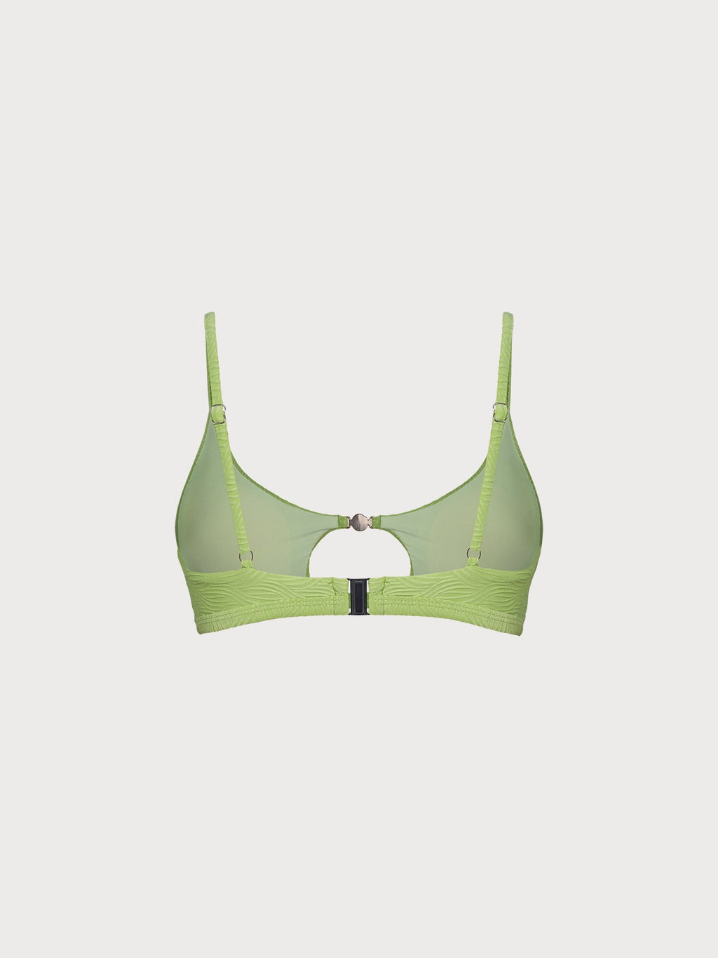 Light Green Textured Cut Out Bikini Top