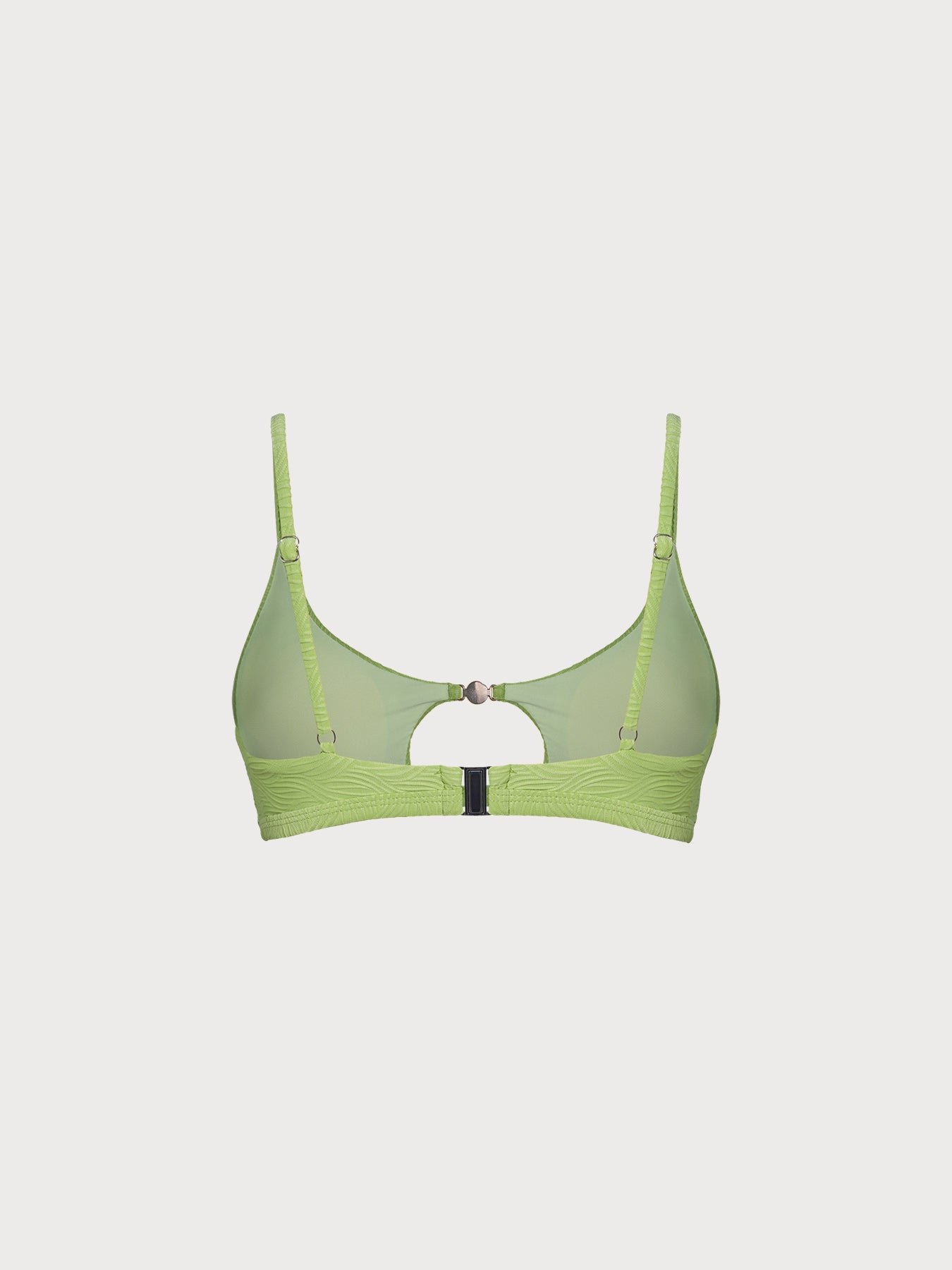 Light Green Textured Cut Out Bikini Top