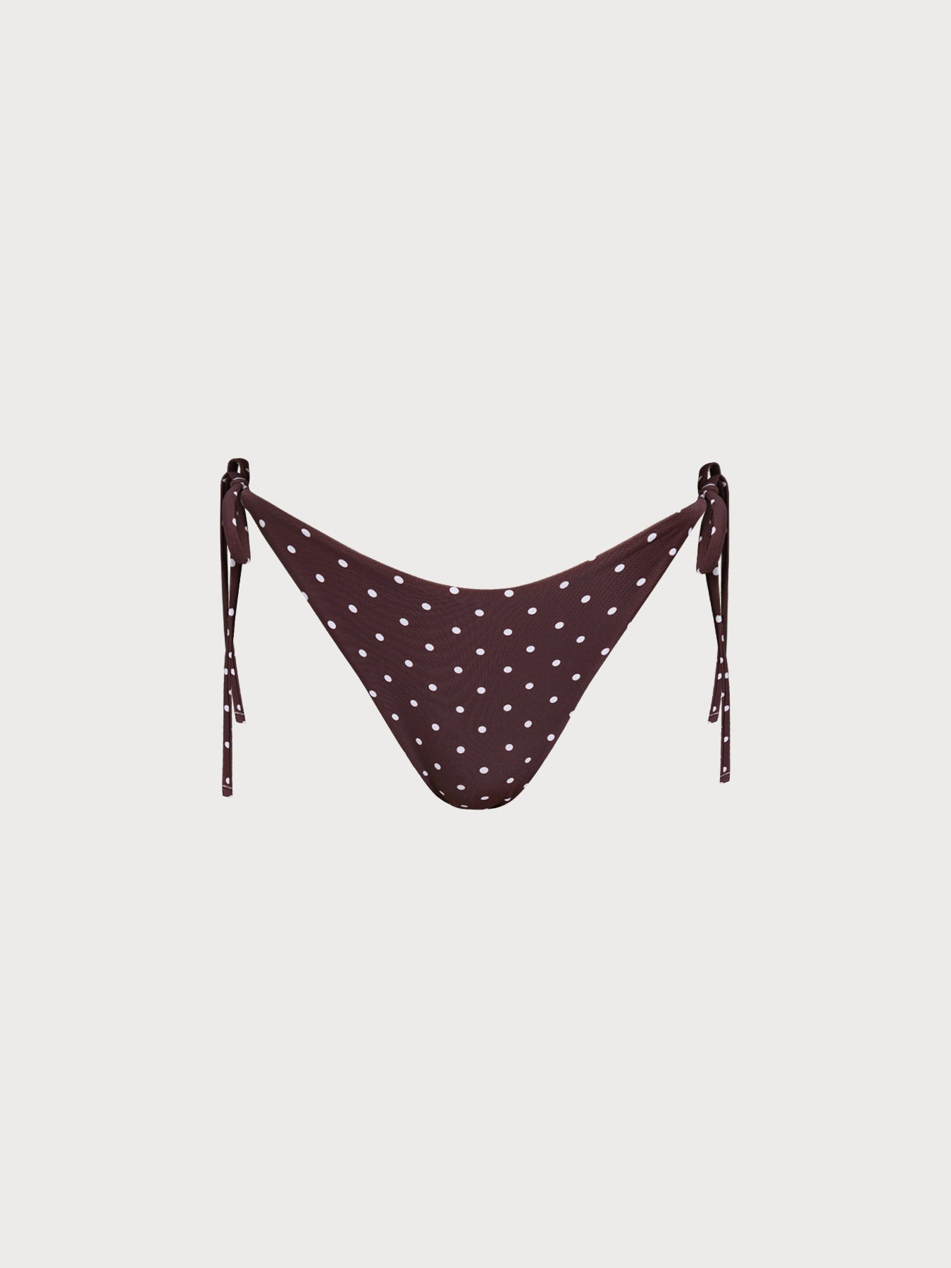Brown Print Polka Dot Tie Bikini Bottom
