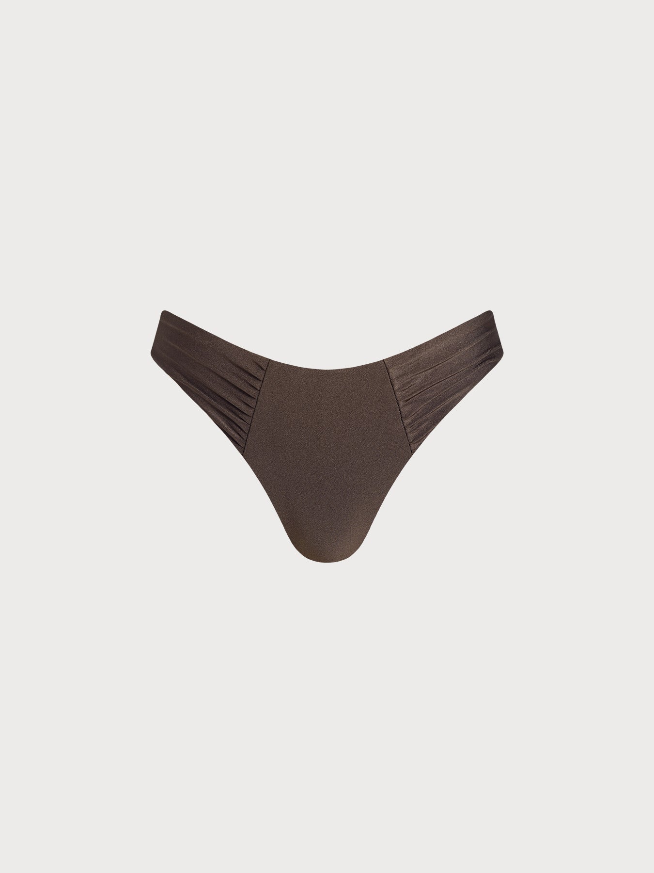 Dark Coffee Pleated Bikini Bottom