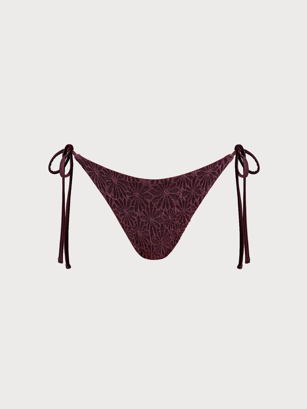 Dark Coffee Textured Tie Bikini Bottom