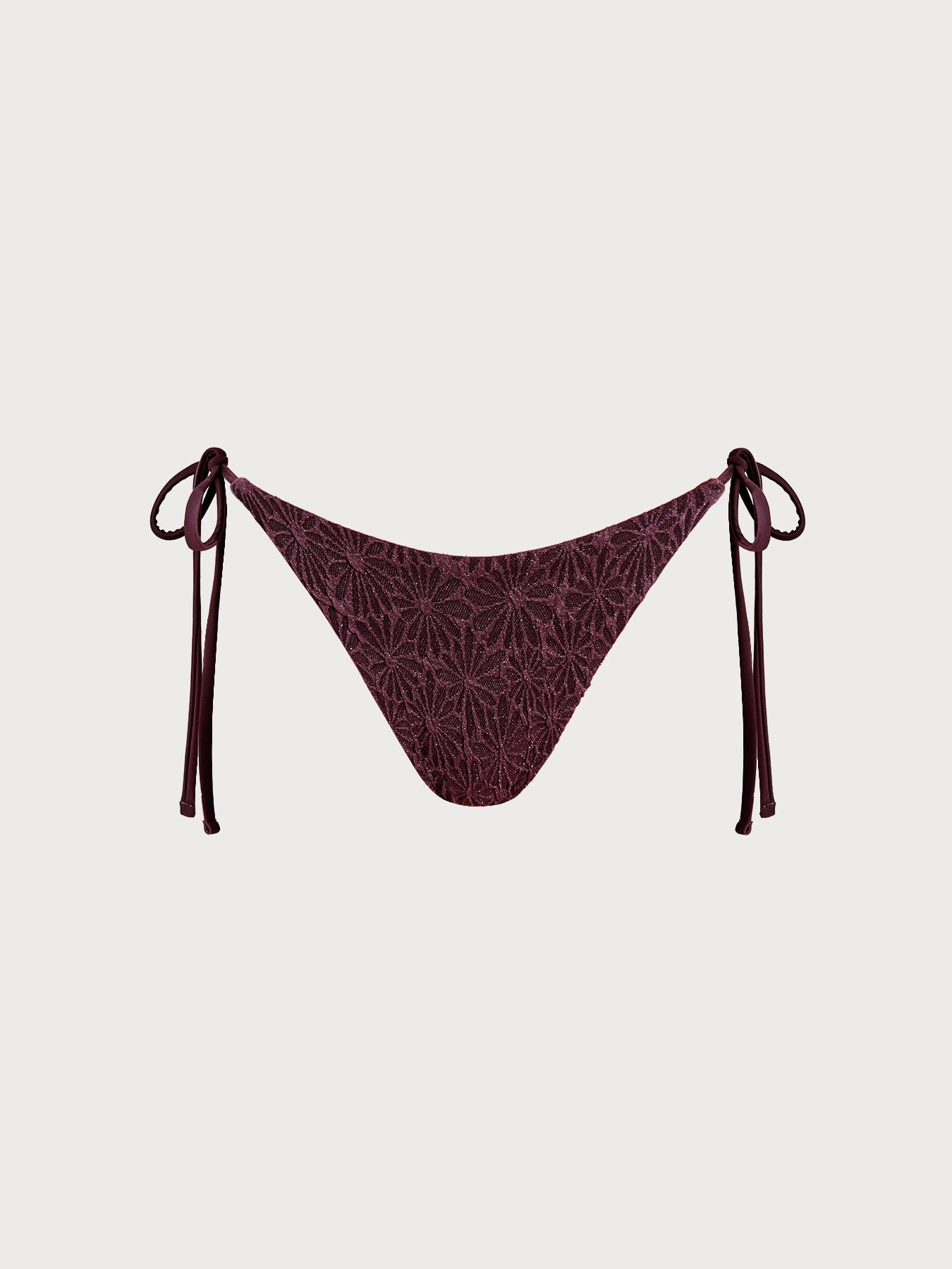 Dark Coffee Textured Tie Bikini Bottom