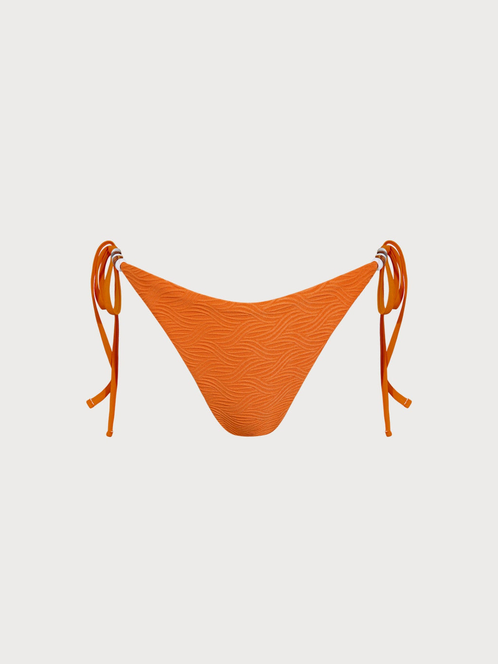 Orange Textured Tie Bikini Bottom