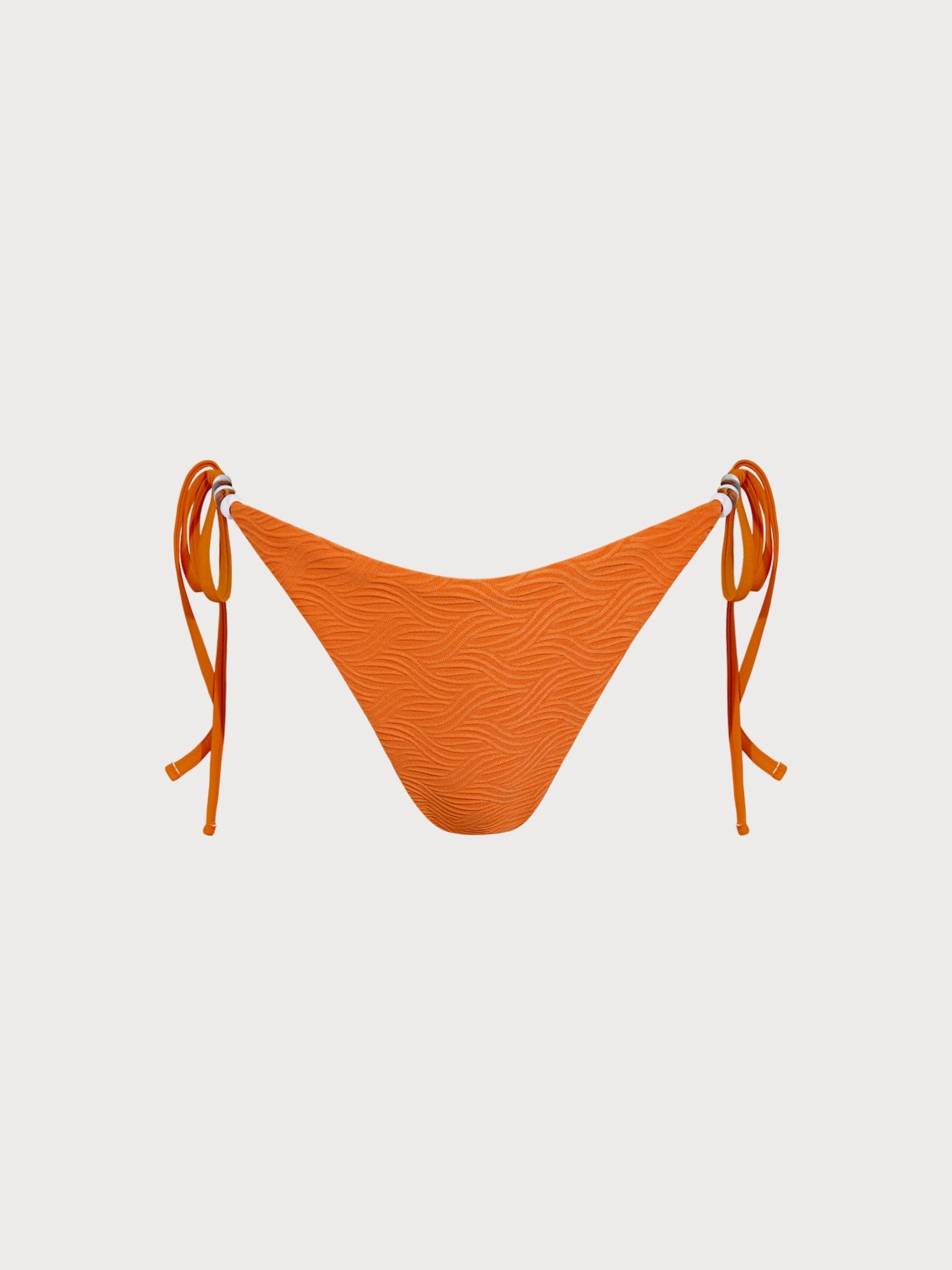 Orange Textured Tie Bikini Bottom