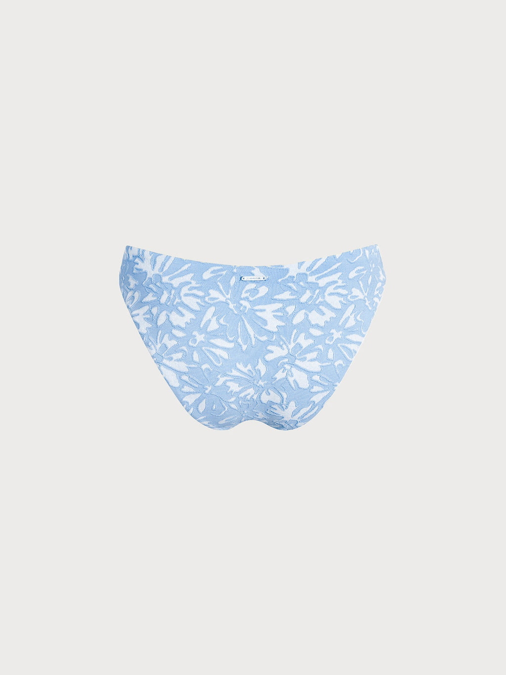 Light Blue Floral Textured O-Ring Bikini Bottom