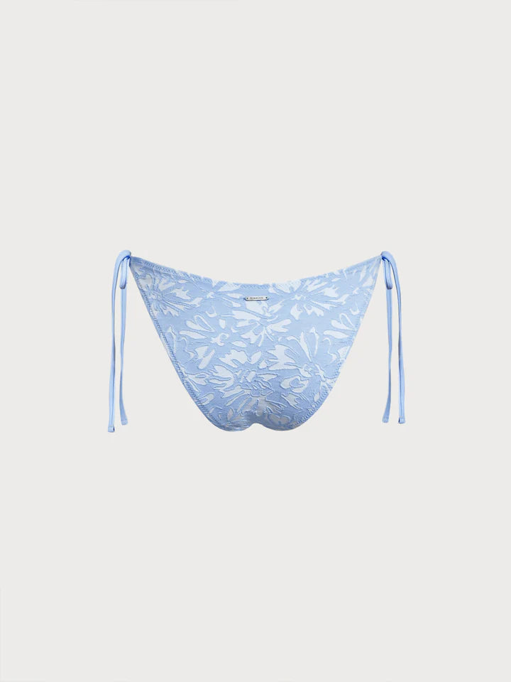 Light Blue Textured Tie Bikini Bottom