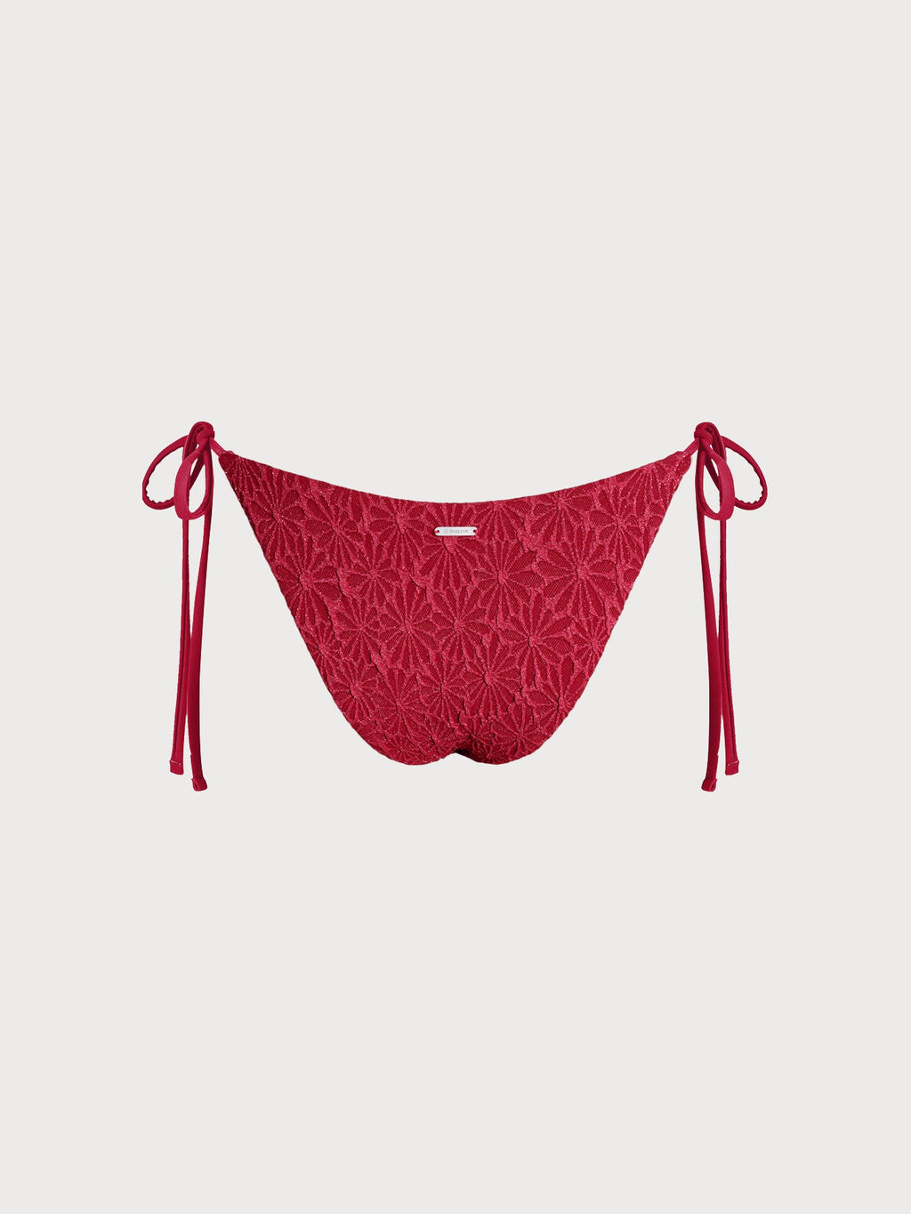 【BERLOOK X GISELLE LISBOA】Wine Red Textured Tie Bikini Bottom