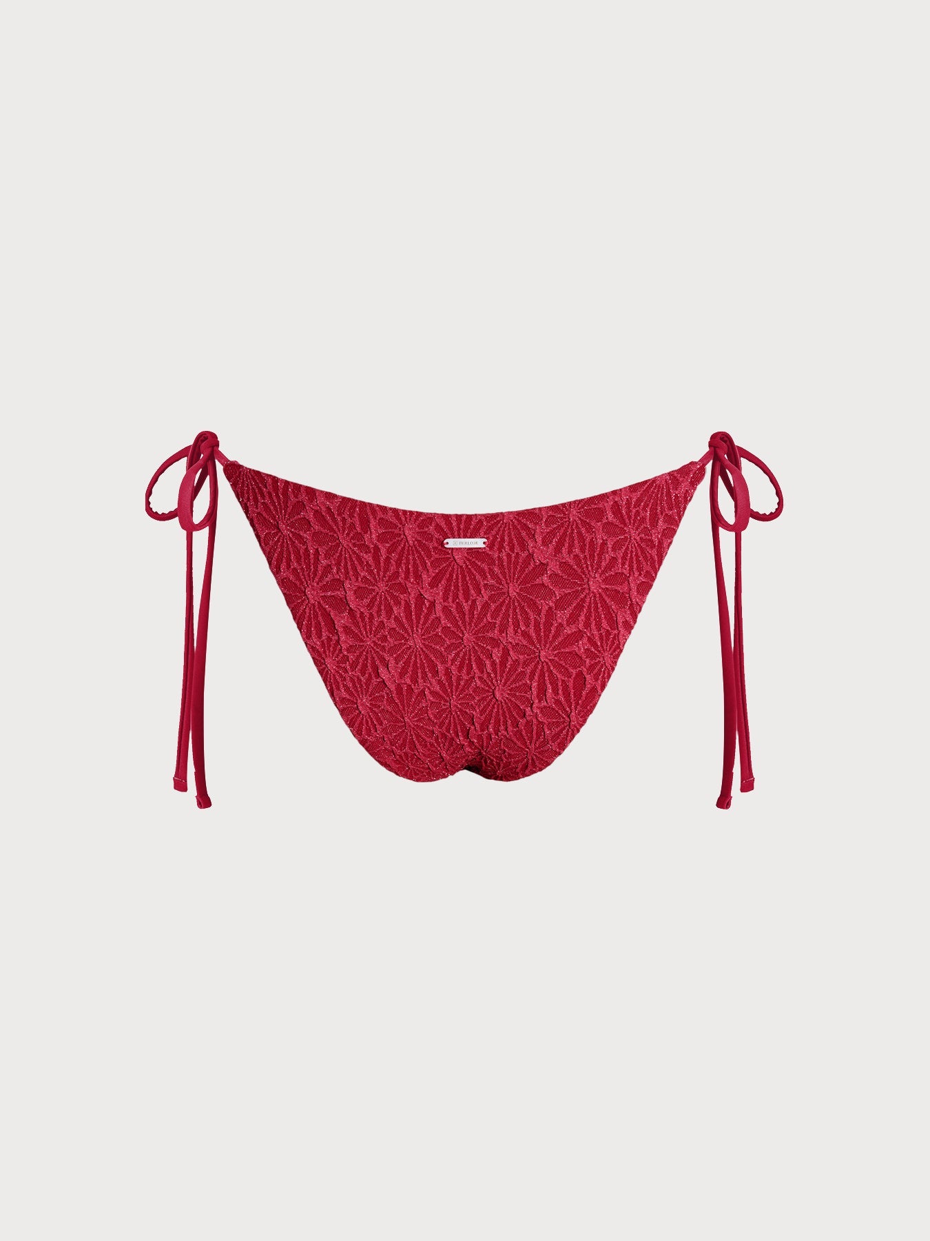 【BERLOOK X GISELLE LISBOA】Wine Red Textured Tie Bikini Bottom