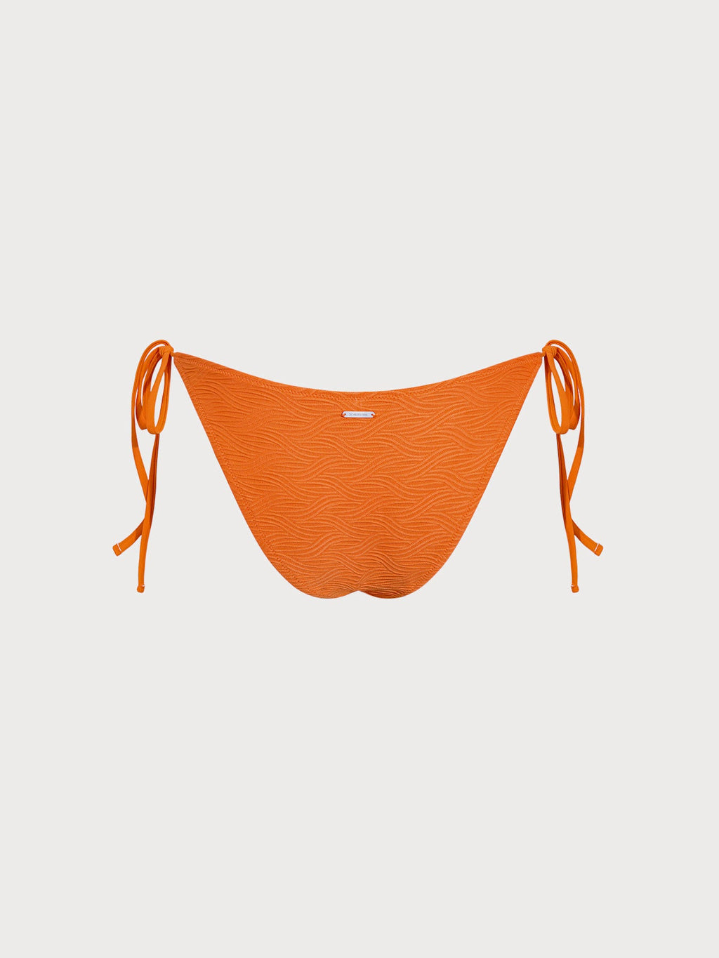 Orange Textured Tie Bikini Bottom