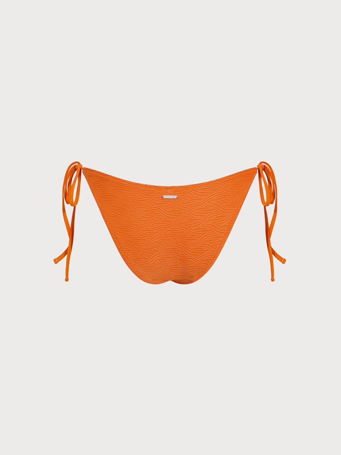 Orange Textured Tie Bikini Bottom